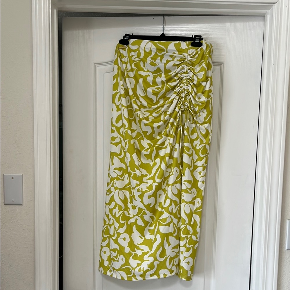Marc New York Yellow and White Midi Skirt, L